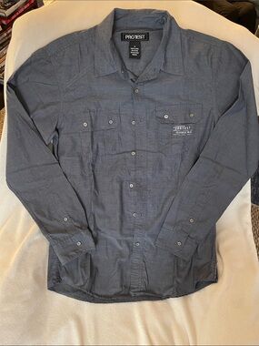 Protest medium Men's Long-Sleeve Button-Up Shirt in Slate Gray
